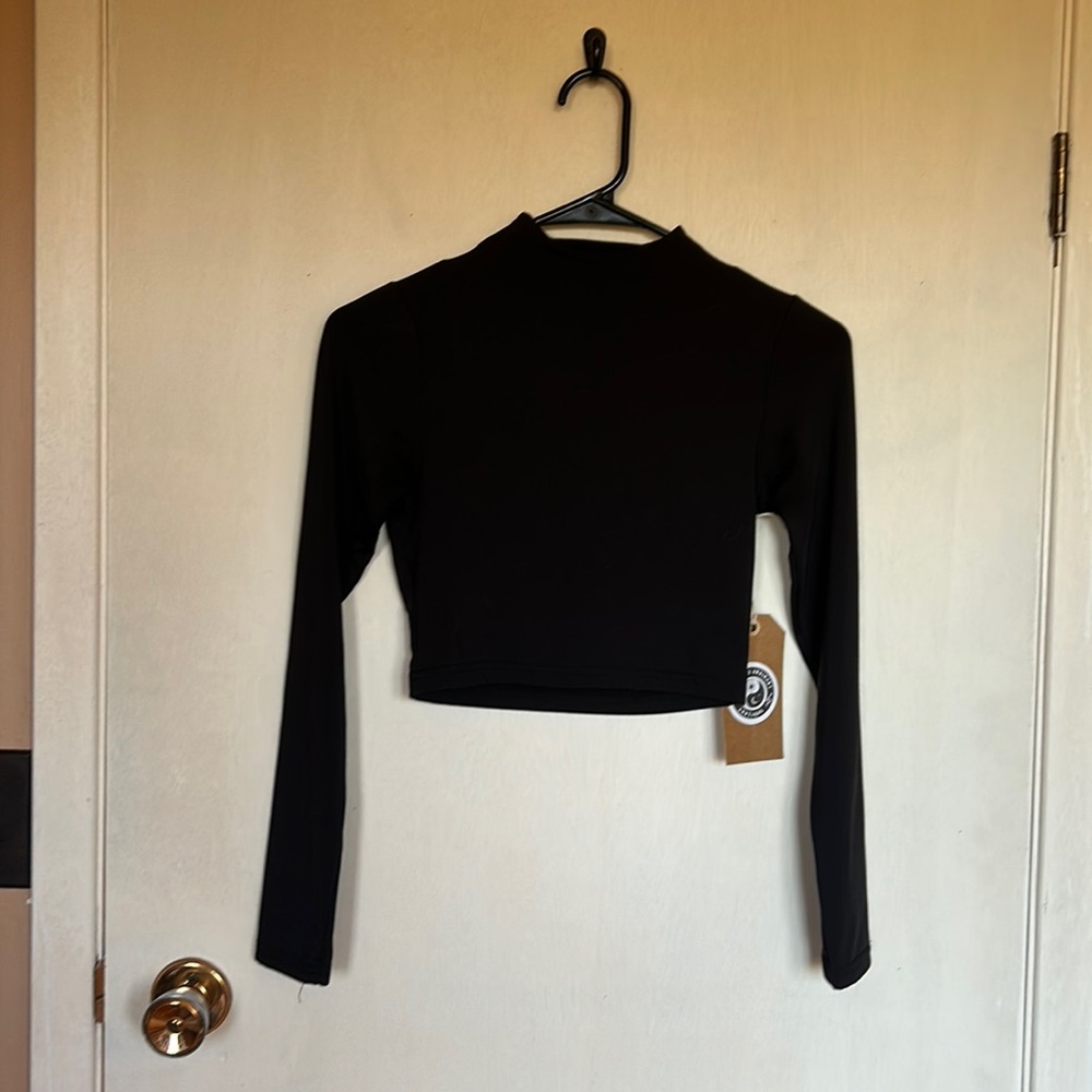 Cropped long sleeve turtle neck